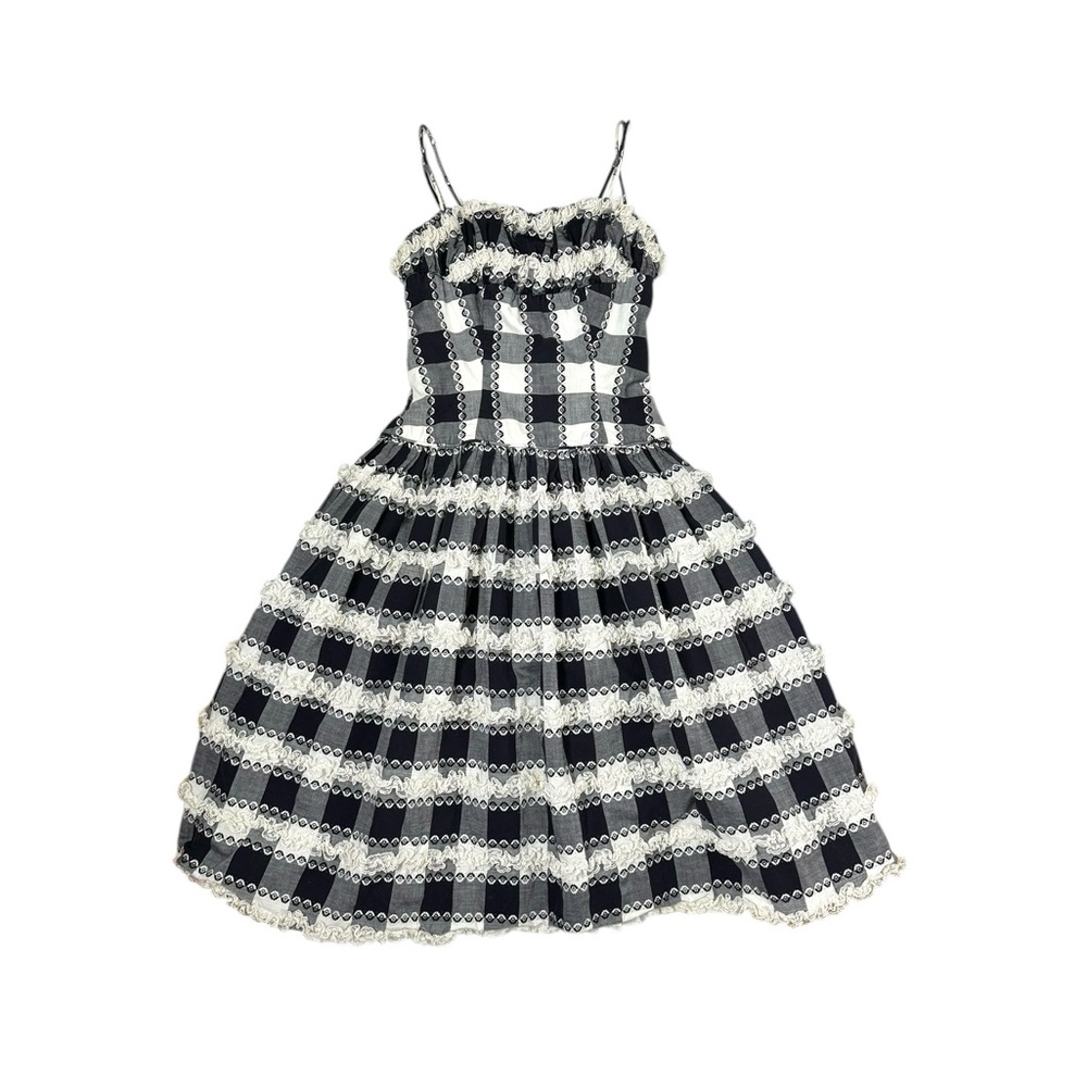 Vintage | 1950’s True Vintage Lou-Ette California Gigham Ruffle and Lace Dress - Picture 1 of 15